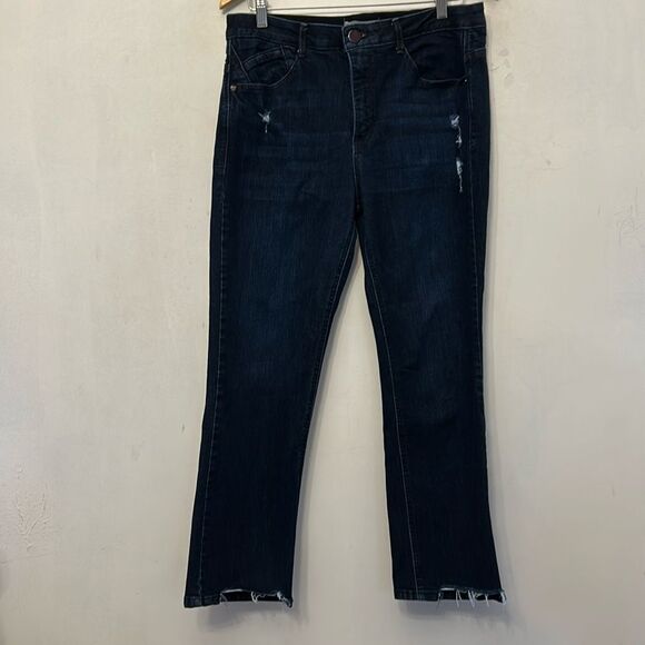 Wit & Wisdom distressed raw hem hidden elastic waistband jeans Size 14 EUC - Picture 1 of 11
